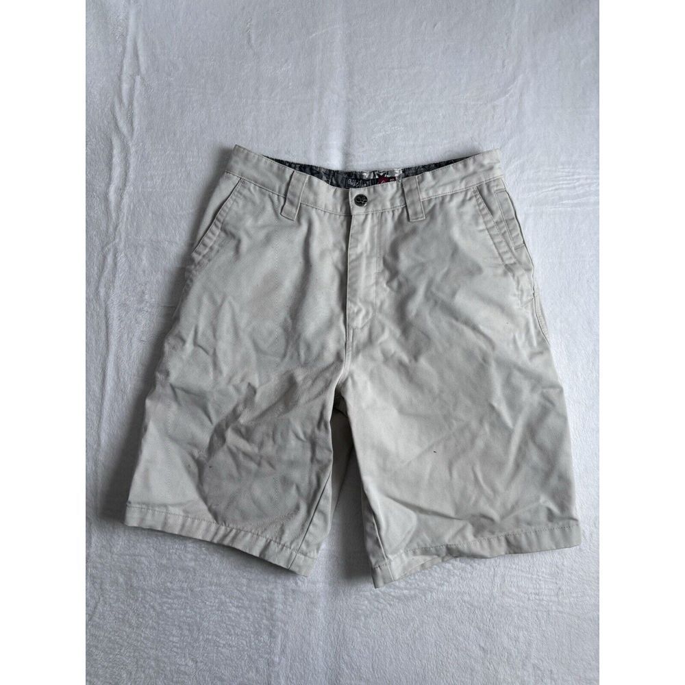 Y2K Quiksilver White Chino Style Shorts Men's Waist‎ 28" x 10" Inseam Stains *